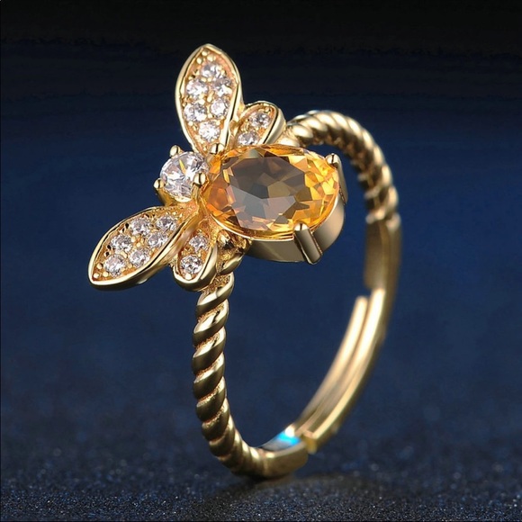 Bee Citrine Crystal Stone Ring 🐝 - Picture 3 of 5